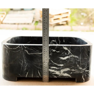 Toros black marble rectangular wall-mount bathroom sink by Villohome, 12x18x7 in