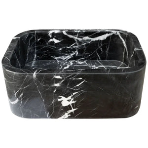 Toros black marble rectangular wall-mount bathroom sink with white veining