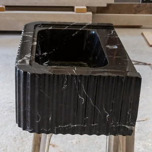Toros black marble rectangular wall-mount bathroom sink by Villohome