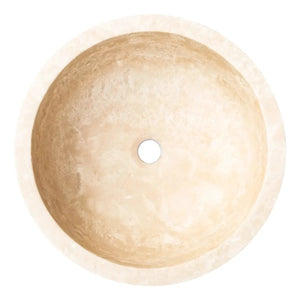 Bathroom vessel sink Troia Light Travertine beige pumpkin-shaped natural stone basin