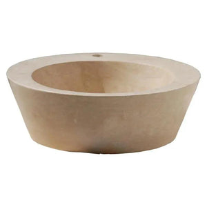 Troia Light Travertine stone vessel sink by Villohome, beige above-counter bathroom basin