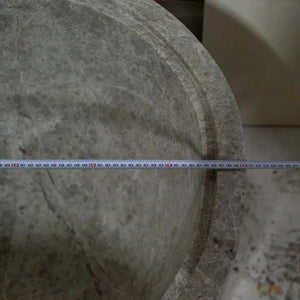 Tundra Gray Marble Bathtub, hand-carved from solid marble block by Villohome.