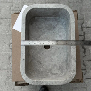 Tundra Gray Marble rectangular wall-mount bathroom sink by Villohome, 12W x 18L x 7H in