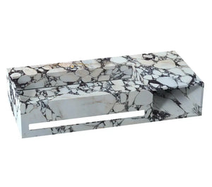 Calacatta Viola marble wall-mount bathroom sink by Villohome with hidden drain, towel slot, and shelf