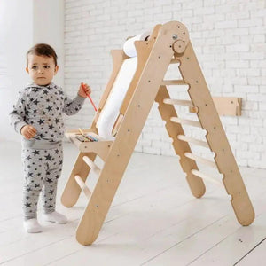 Goodevas Art Addition to the Triangle Ladder; wooden baby activity toy with art tray and slide