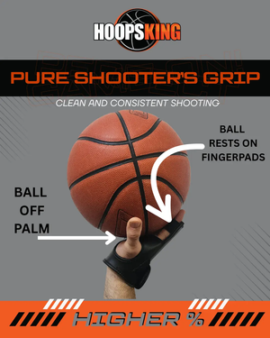 HoopsKing Perfect Jump Shot Glove basketball shooting glove in black on hand gripping ball