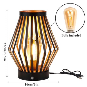 Set of 2 JHY DESIGN dimmable bedside table lamps with black metal cage