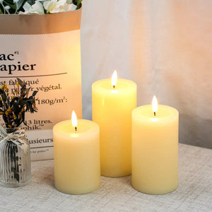 Set of 3 ivory LED flameless candles with realistic flickering flames