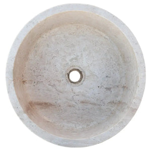 Villohome natural stone beige travertine round above-counter bathroom sink, honed finish