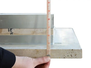 Troia Light Travertine vein-cut double sink for above-vanity bathroom by Villohome