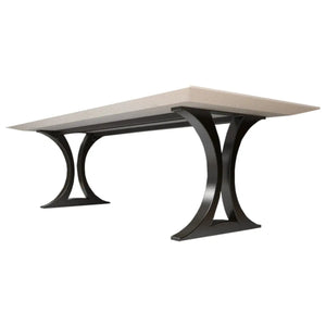 Modern metal table base with curved arch legs, matte black for heavy table tops