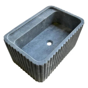Villohome bluestone marble rectangular wall-mount bathroom sink with fluted sides, 24x16x12 in