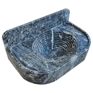 Bursa gray marble wall-mount bathroom vessel sink by Villohome with 6-inch backsplash