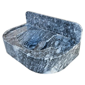 Bursa gray marble wall-mount bathroom sink by Villohome, 16W x 27L with 6in backsplash, vessel style.