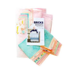 Quilt kit Bricks and Beams Butterflies by Block Party Quilt Co; pastel fabric bundle with pattern booklet.