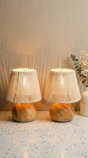 Set of 2 Woven Cotton Rope Table Lamp