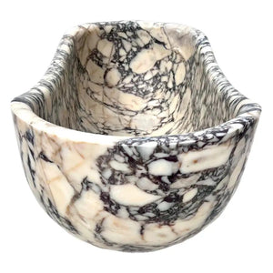 Calacatta Viola bathtub by Villohome; hand-carved solid marble freestanding tub with gray veining.