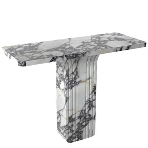 Villohome Calacatta Viola marble console table, polished, 40in L x 15in W x 32in H.