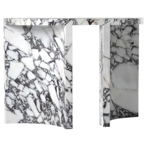 Calacatta Viola marble console table with arched legs, polished