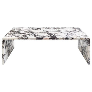 Calacatta Viola marble coffee table by Villohome, polished white with dark veining, 36x20x12 in