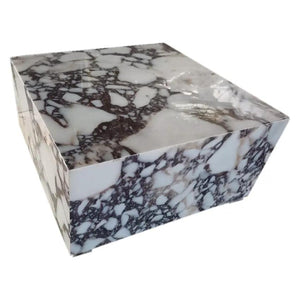 Calacatta Viola marble rectangular coffee table by Villohome, block-design, 24x24x12 inches.