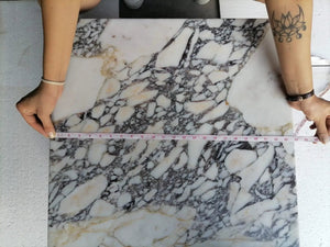 Calacatta Viola marble rectangular coffee table top 24x24 in white with gray veining Villohome