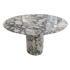 Villohome Calacatta Viola marble round dining table with round marble pedestal base, 48-inch diameter, 30-inch height