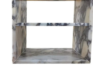 Calacatta Viola marble end table by Villohome, polished finish, 14W x 18L x 18H.