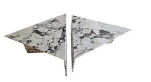 Calacatta Viola marble triangular coffee tables, polished set of 2, Villohome