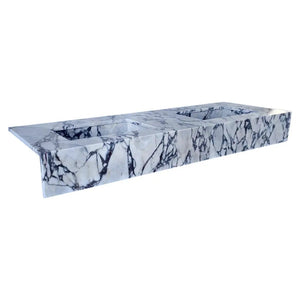 Calacatta Viola Marble Bathroom Double Sink Vanity, white with dark gray veining, dual basins