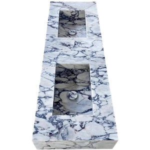Calacatta Viola marble bathroom double sink vanity by Villohome, 22W x 67L x 8H with two sinks