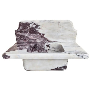 Calacatta Viola Marble above-vanity wall-mount bathroom sink with 10-inch backsplash