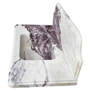 Calacatta Viola marble bathroom sink by Villohome, wall-mount with 10-inch backsplash; white with purple veining