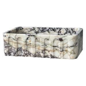 Calacatta Viola marble wall-mount bathroom vanity sink with fluted front by Villohome