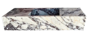 Calacatta Viola marble wall-mount bathroom vanity sink with fluted front by Villohome, 56" L x 20" W