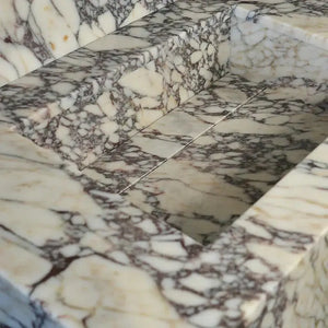 Calacatta Viola marble rectangular wall-mount bathroom sink with 8-inch backsplash by Villohome vessel sink
