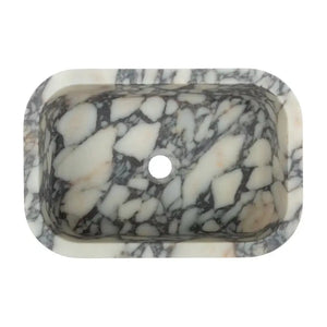 Villohome Calacatta Viola marble rectangular wall-mount vessel sink, white with gray veining, 18x12x6 in.