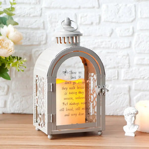 11'' High Memorial Lantern with Automatic Timer, grey by JHY DESIGN; decorative candle lantern.