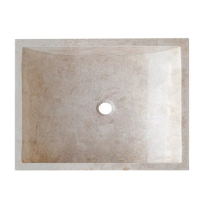 Cappuccino Beige Marble Rectangular Above Vanity Bathroom Sink with center drain
