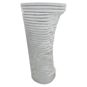 Carrara White Marble Designer Pedestal Stand-Alone Sink by Villohome; stacked circular slab pedestal (16x16x36 in)