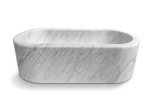 Imperial White Marble Bathtub, hand-carved from solid marble block