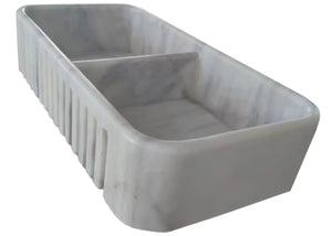 Carrara white marble farmhouse apron-front double kitchen sink
