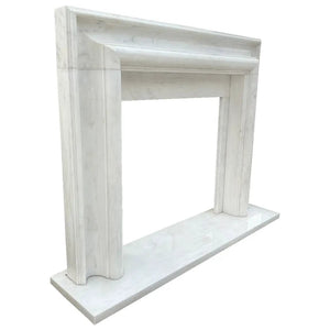 Fireplace mantel by Villohome in Carrara white marble, hand-carved and polished, 14W x 67L x 69H