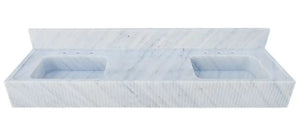 Carrara white marble bathroom double sink with fluted front and two basins
