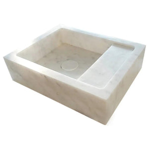 Villohome Carrara white marble wall-mount bathroom sink 14x18x5 in