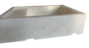 Carrara White Marble Wall-mount Bathroom Sink, rectangular stone basin