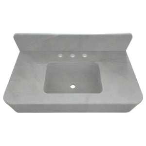 Villohome Carrara White Marble wall-mount bathroom sink with backsplash, 36 in L x 18 in W