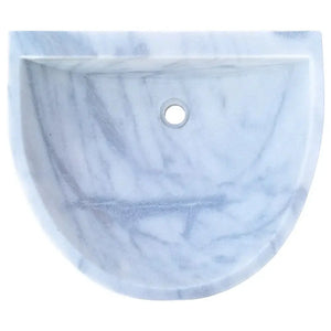 Natural Stone Carrara White Marble wall-mount bathroom sink by Villohome, 24x20x6 in