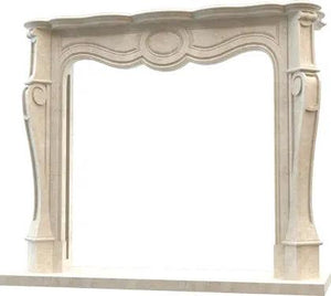 Crema Marfil marble fireplace surround in French villa style, hand-carved