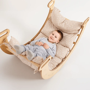 Cushion for Climbing Arch & Rocker Balance by Goodevas, beige star‑print padding